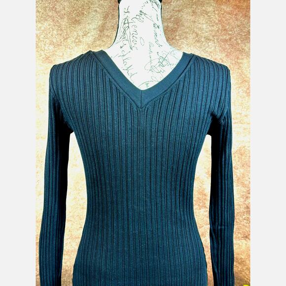 LITA By Ciara Icon Rib V Neck Cardigan Button Front Midi Dress Black M - Picture 15 of 16